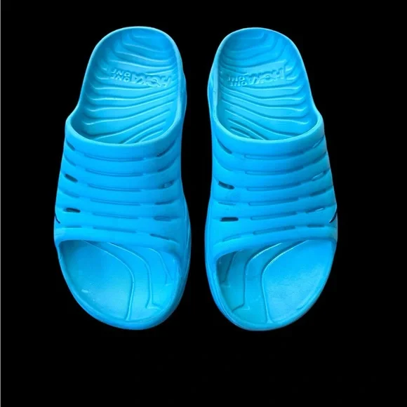 Hoka One One Ora Recovery Slides Mens Size 12 Turquoise Slip On Comfort Sandals - Picture 1 of 5